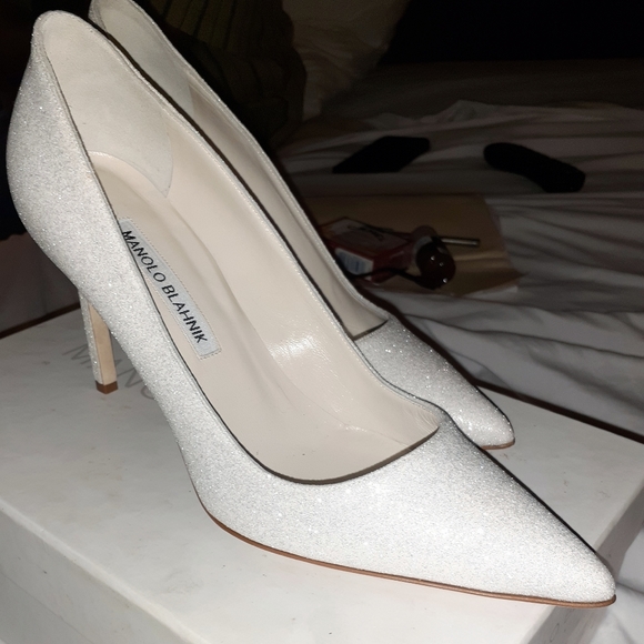 white sparkly pumps